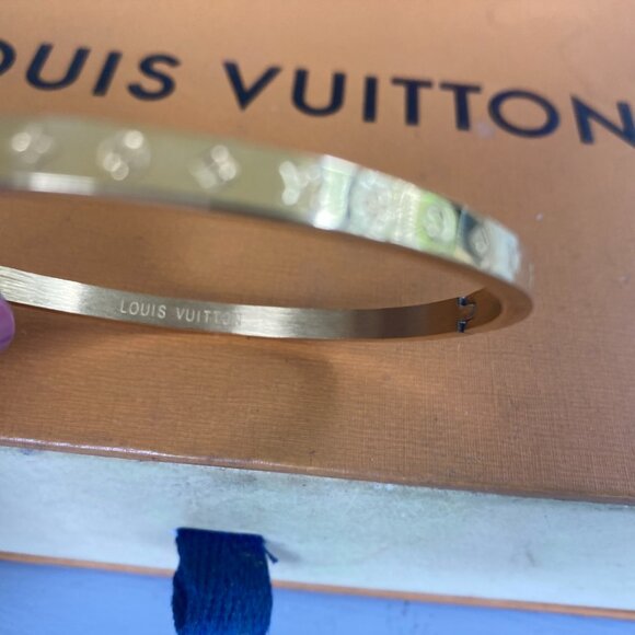 Louis Vuitton Bangle Bracelet Gold Tone Logos NO BOX - Picture 4 of 6